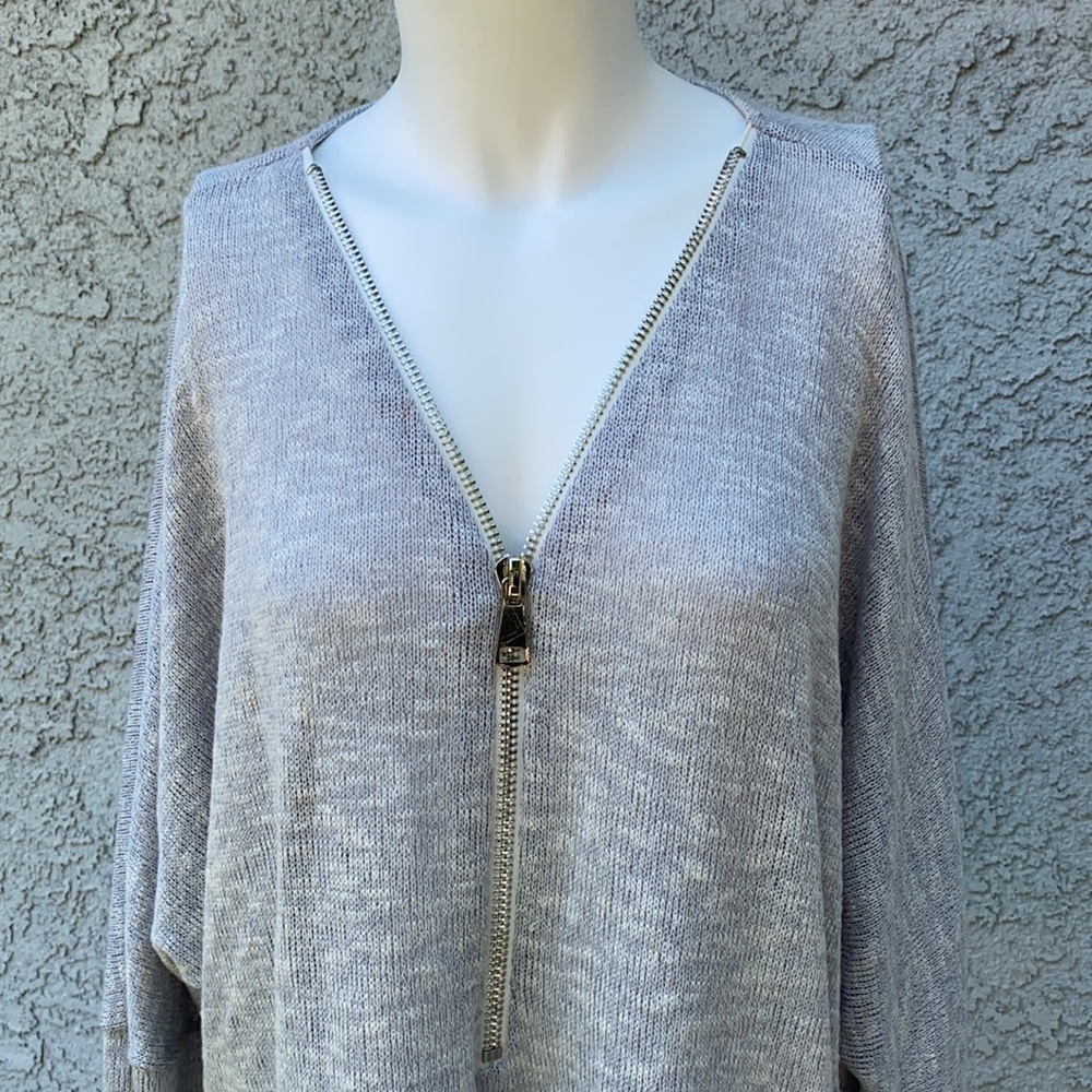 M.Fredric Gray Zippered Knit Pullover Sweater
